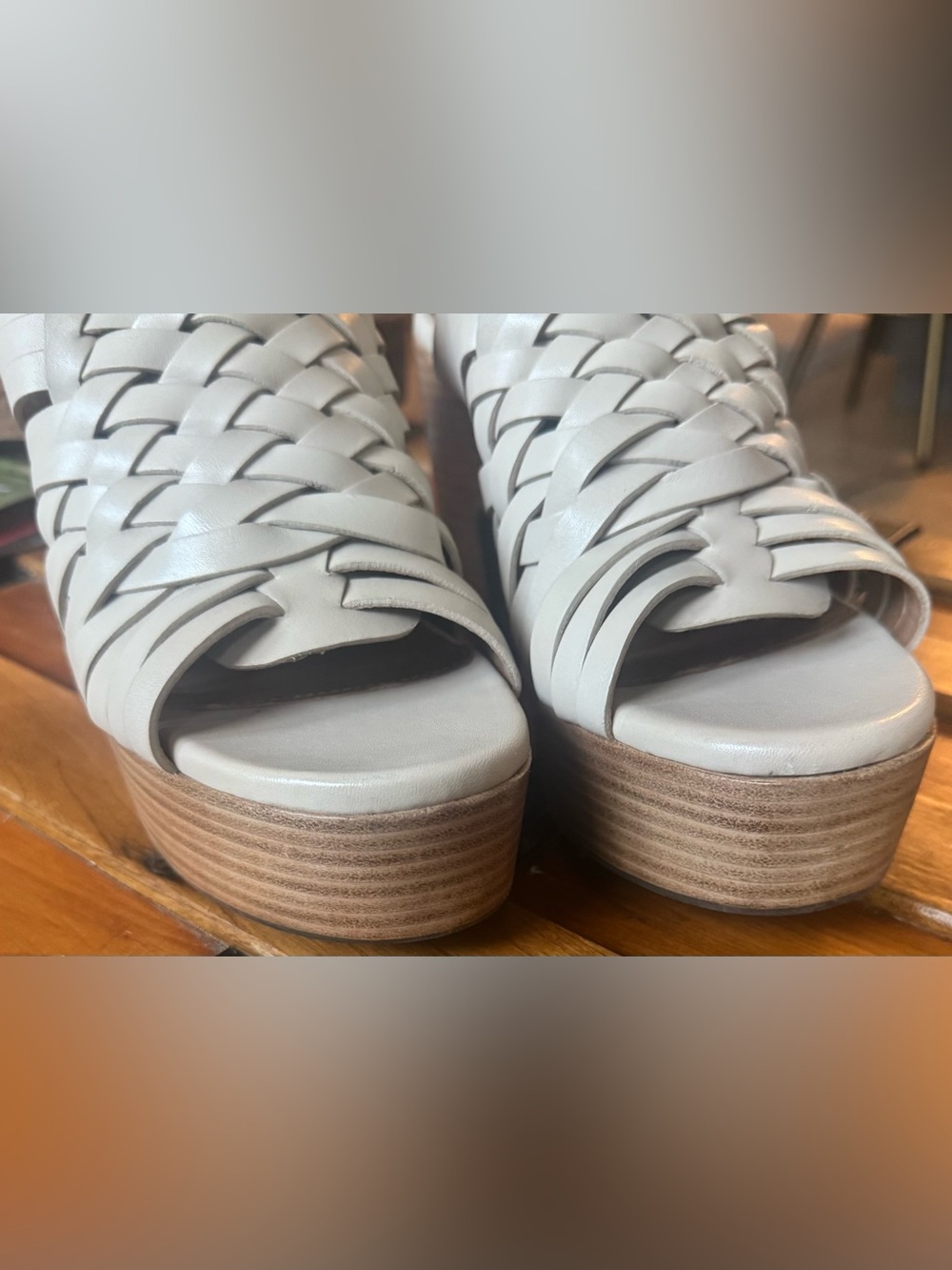 Seychelles “Make You Mine” Wood Bottom Woven Leather Platform Mule - Picture 6 of 9